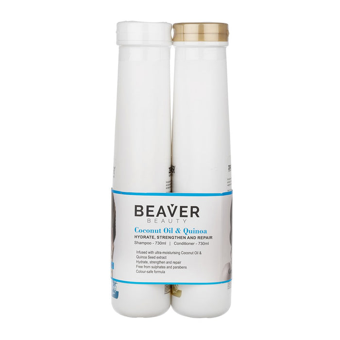Beaver Coconut Oil & Quinoa Shampoo & Conditioner 730ml Twin Pack