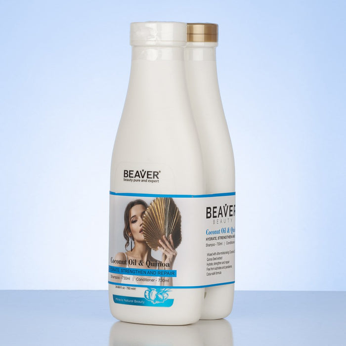 Beaver Coconut Oil & Quinoa Shampoo & Conditioner 730ml Twin Pack