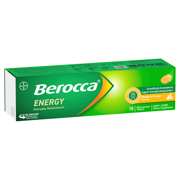 Berocca Energy Mango And Orange Effervescent Tablets 15