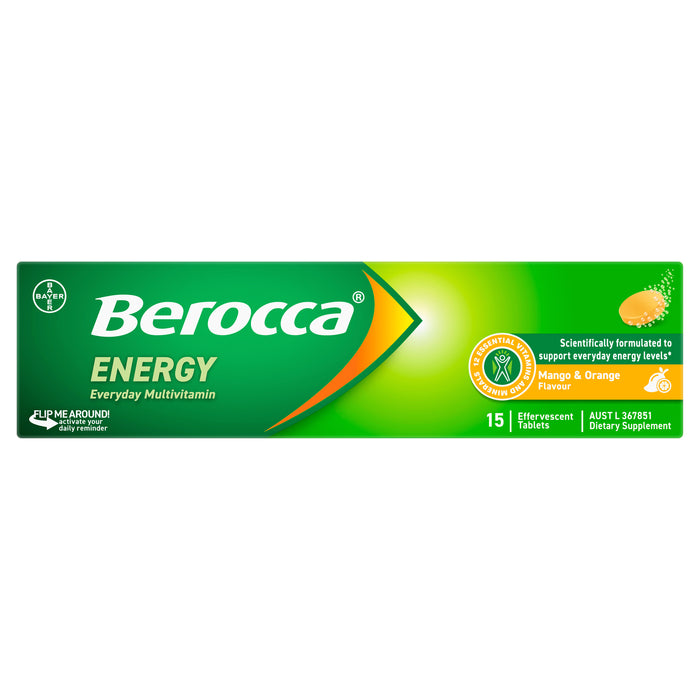 Berocca Energy Mango And Orange Effervescent Tablets 15