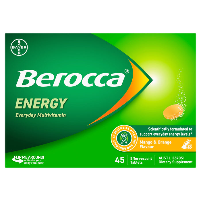 Berocca Energy Mango And Orange Effervescent Tablets 45