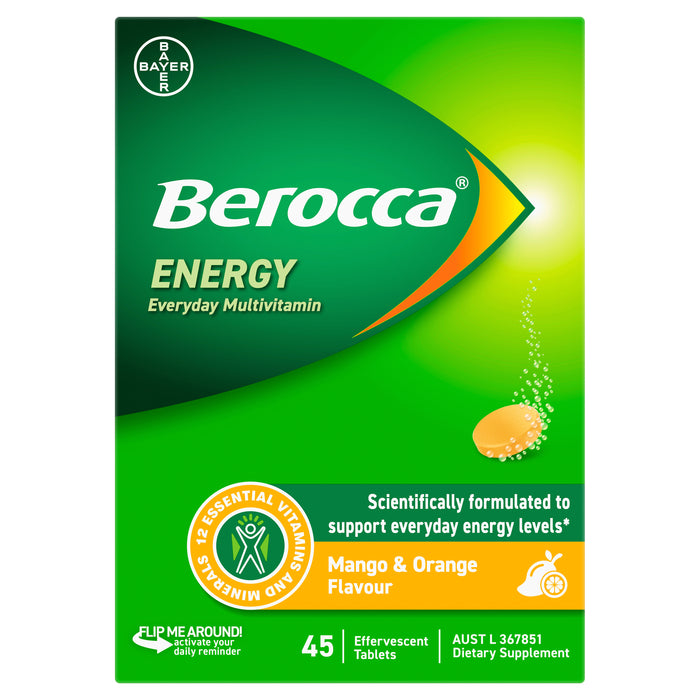 Berocca Energy Mango And Orange Effervescent Tablets 45