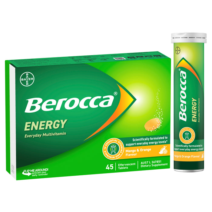 Berocca Energy Mango And Orange Effervescent Tablets 45