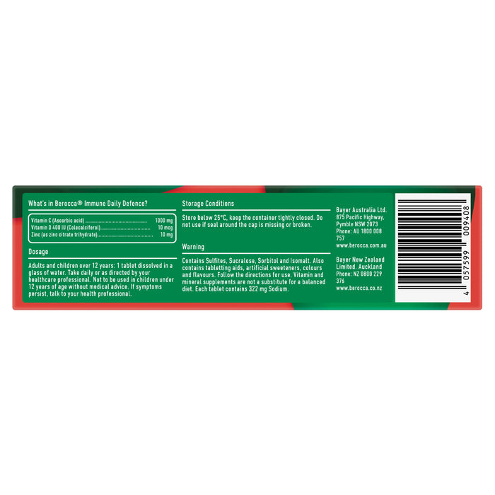 Berocca Immune Daily Defence Orange 15 Effervescent Tablets