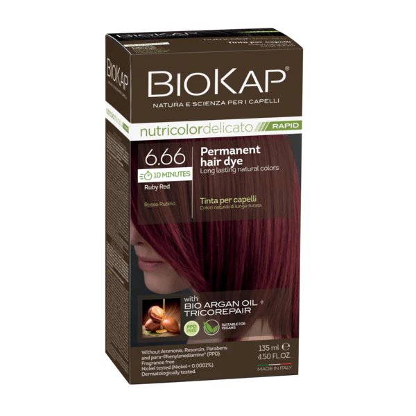 BioKap Nutricolor Delicato Rapid 6.66 Ruby Red Permanent Hair Dye