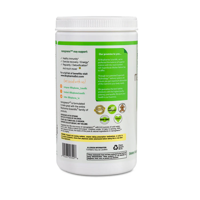 Biopharma Nanogreens: Green Apple Flavour 360g.