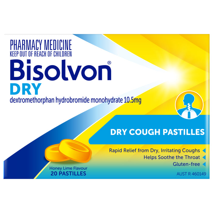 Bisolvon Dry Honey Lime Pastilles 10.5mg 20