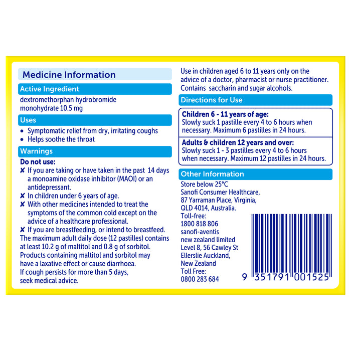 Bisolvon Dry Honey Lime Pastilles 10.5mg 20