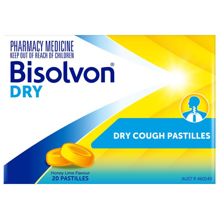 Bisolvon Dry Honey Lime Pastilles 10.5mg 20