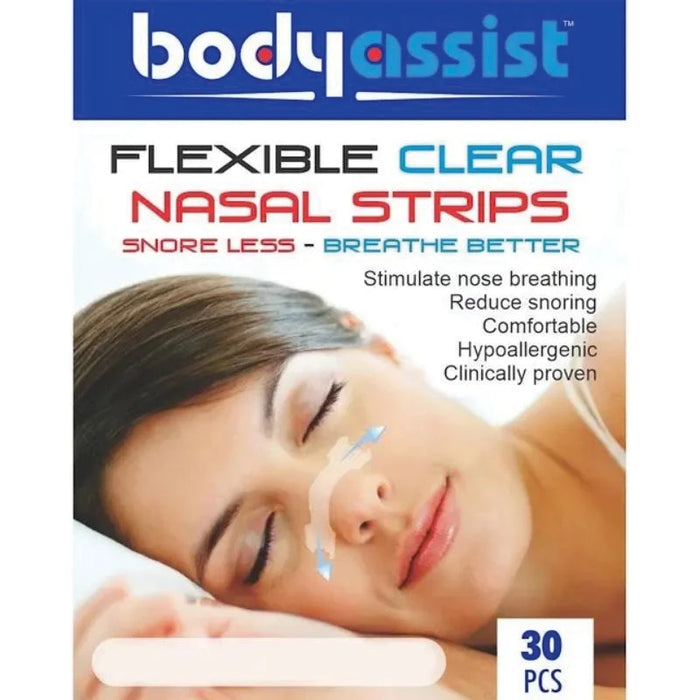 Bodyassist Flexible Clear Nasal Strips Large 30