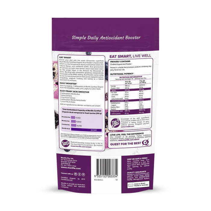 Morlife Acai Powder Certified Organic 80g