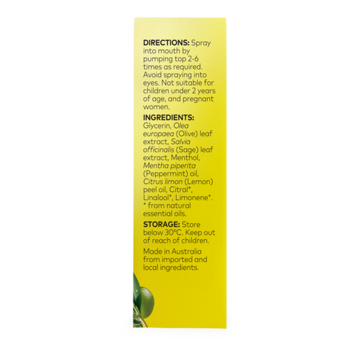 Comvita Olive Leaf Extract Oral Spray Peppermint & Lemon 30ml