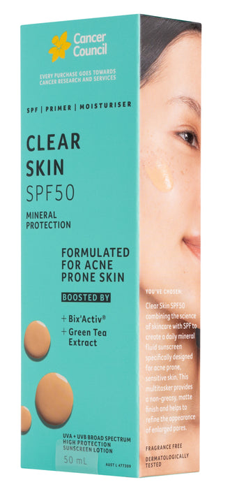 Cancer Council Clear Skin SPF50+ Sunscreen Lotion 50ml