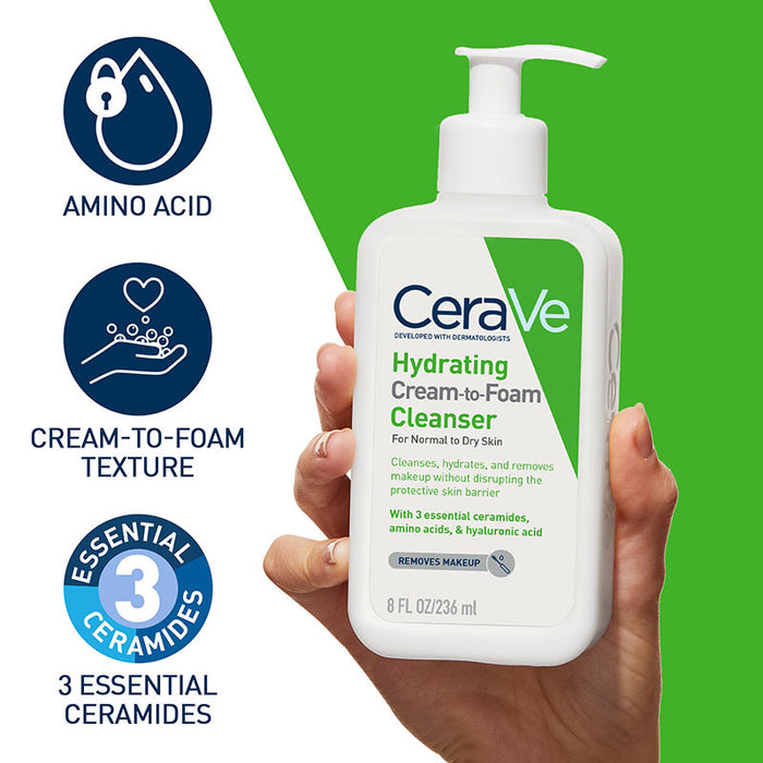 CeraVe Hydrating Cream-to-Foam Cleanser 236ml.