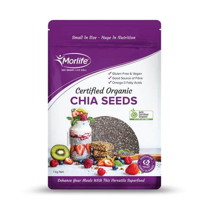 Morlife Chia Seeds Black Certified Organic 1kg