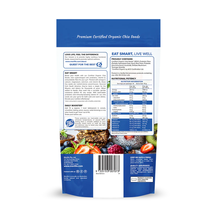 Morlife Chia Seeds Prebiotic & Vitamin D 150g