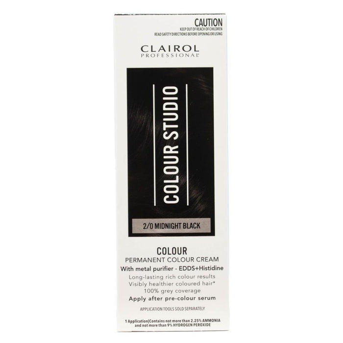Clairol Professional Permanent Colour Cream Colour Studio 2/0 Midnight Black