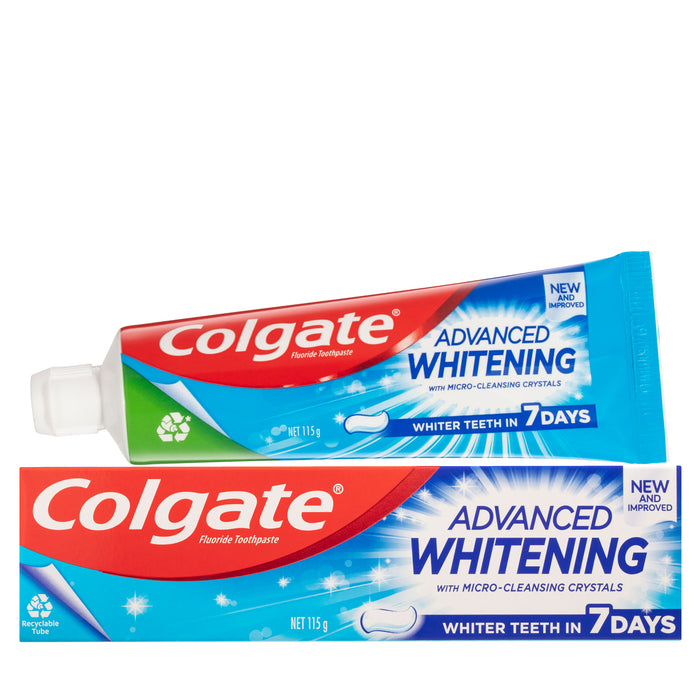 Colgate Advanced Whitening Toothpaste, 115g, with Micro-Cleansing Crystals