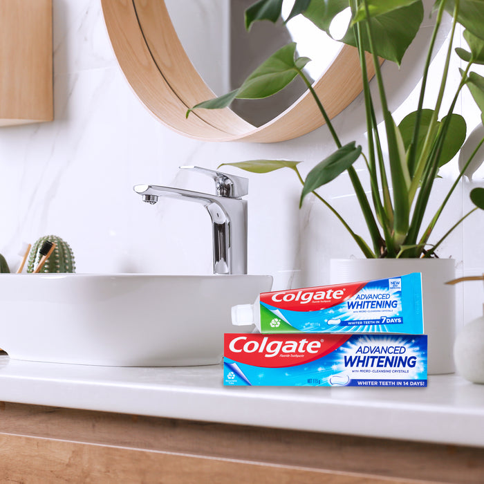 Colgate Advanced Whitening Toothpaste, 115g, with Micro-Cleansing Crystals