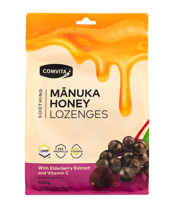 Comvita Soothing Manuka honey Lozenges - Elderberry Propolis 500g.