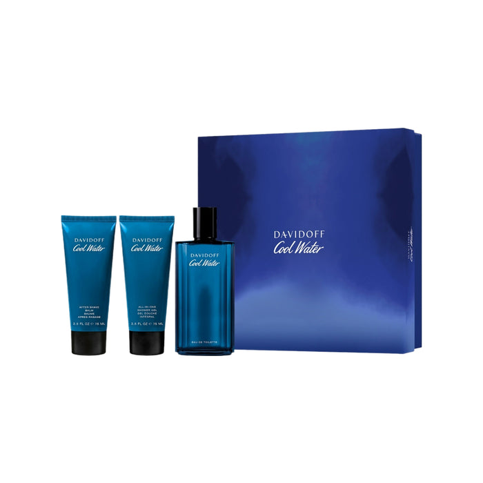 Davidoff Cool Water 3 Piece Gift Set 125ml EDT 75ml Shower Gel + After Shave Balm