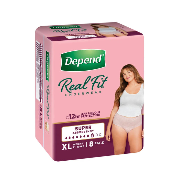 Depend Real Fit For Women Super Underwear Extra Large 8 Pack