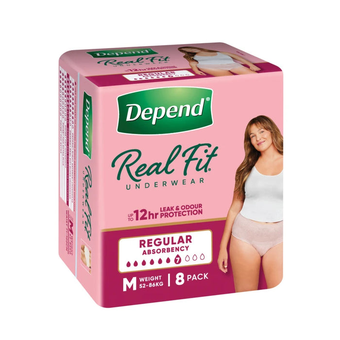 Depend Real Fit Underwear for Women Medium 8 Pack