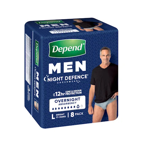 Depend Real Fit for Men Night Defence Underwear Large 8 Pack
