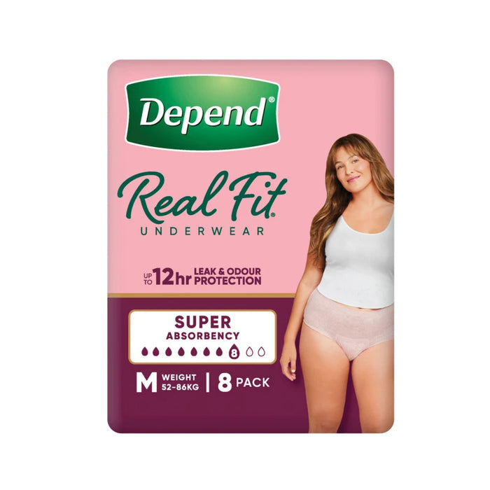 Depend Real Fit For Women Super Underwear Medium 8 Pack