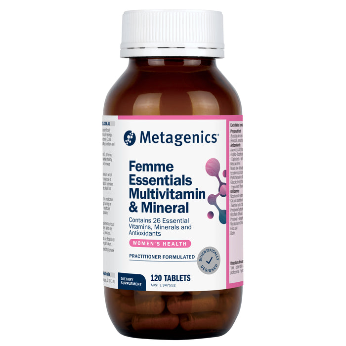 Metagenics Femme Essentials Multivitamin & Mineral 120 Tablets.