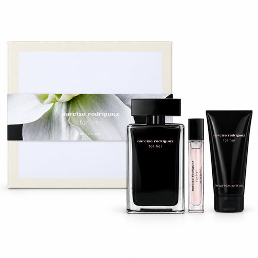 Narciso Rodrigueze For Her EDT 3 Piece Gift Set 100ml EDT+ 50ml Body Lotion+ 10ml Purse Spray.