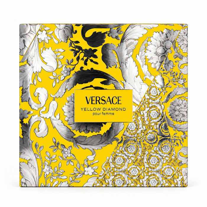 Versace Yellow Diamond 4 Piece Gift Set 90ml EDT 100ml Shower Gel + Body Lotion & Clutch Bag.