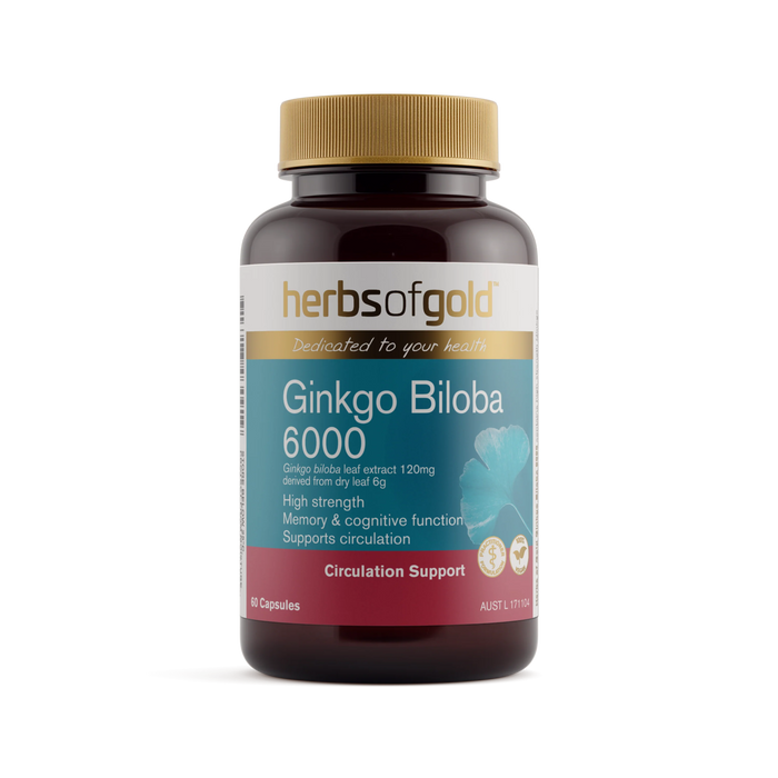 Herbs Of Gold Ginkgo Biloba 6000 60 Capsules