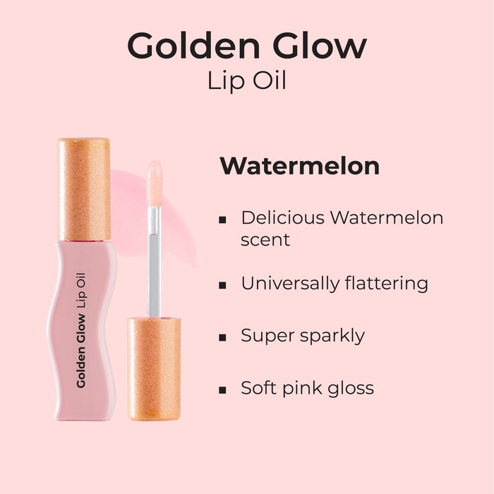 MCo Beauty Golden Glow Lip Oil Watermelon Shimmer