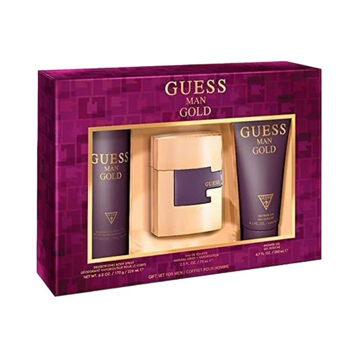Guess Gold Man Edt 75ml + Shower Gel 200ml + Deodorizing Body Spray 226ml Gift Set
