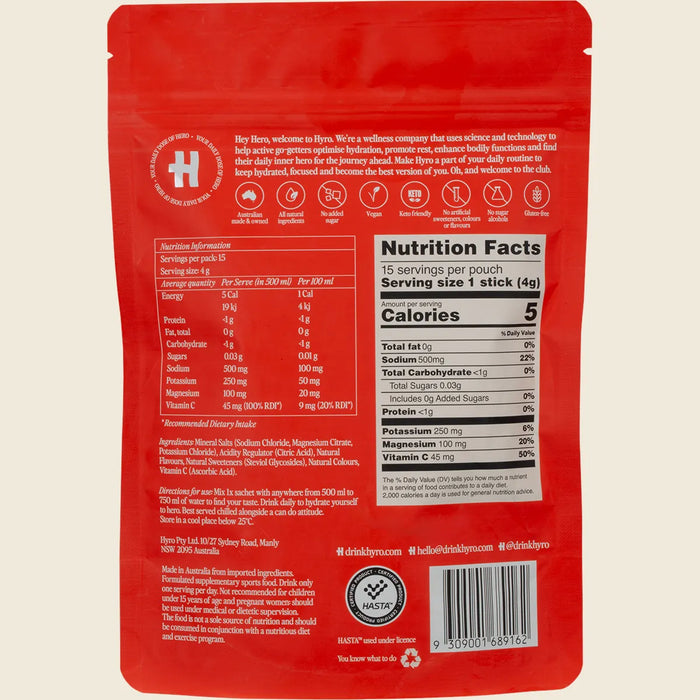 Hyro Electrolyte Sachets Lemon Lime Hasta 15x4g