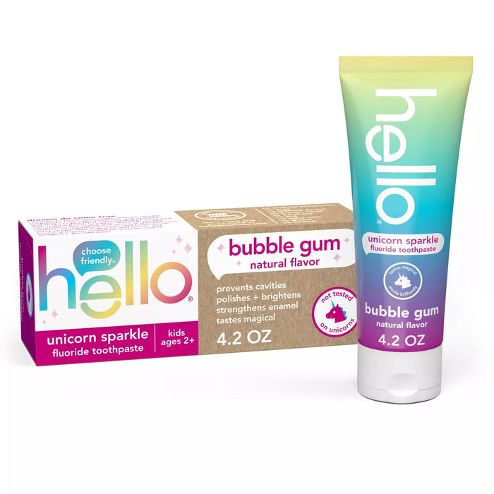 Hello Kids Unicorn Sparkle Bubblegum Fluoride Toothpaste 119g.