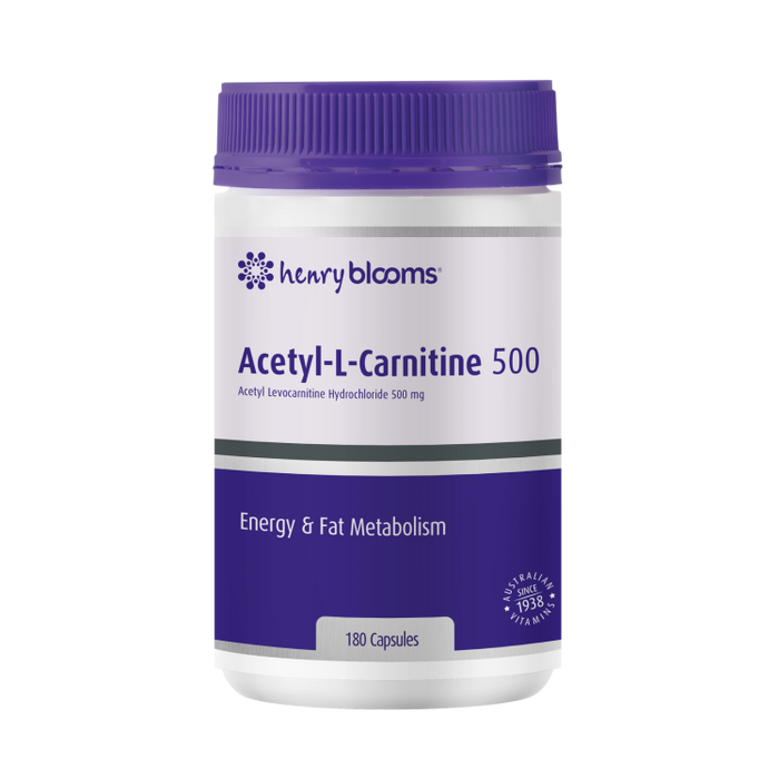 Henry Blooms Acetyl L-Carnitine 500mg 180 Capsules.