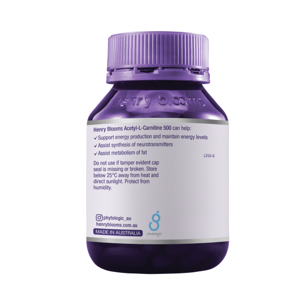 Henry Blooms Acetyl L-Carnitine 500mg 60 Capsules  Giant Chemist Harbour  Town
