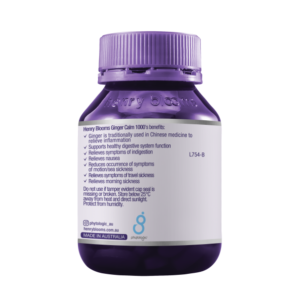 Henry Blooms GingerCalm 1000mg 60 Capsules.