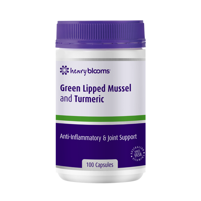 Henry Blooms Green Lipped Mussel and Turmeric 100 Hard capsules.