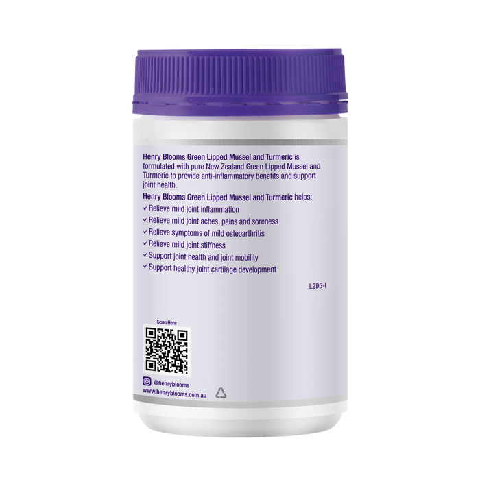 Henry Blooms Green Lipped Mussel and Turmeric 100 Hard capsules.