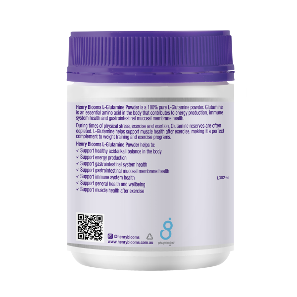 Henry Blooms L-Glutamine 300g Powder.