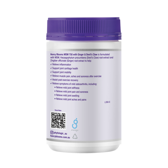 Henry Blooms MSM, Ginger & Devils Claw 120 Capsules.