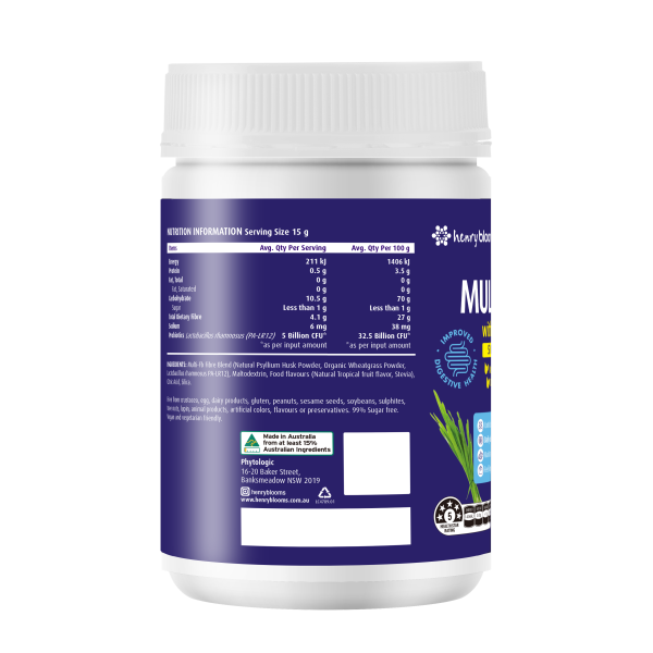 Henry Blooms Multi-Fibre With Probiotics Tropical Flavour 750g.