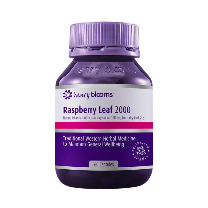 Henry Blooms Raspberry Leaf 2000mg 60 Capsules.
