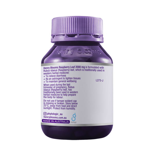 Henry Blooms Raspberry Leaf 2000mg 60 Capsules.