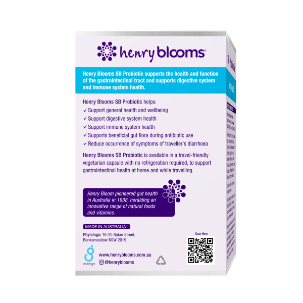 Henry Blooms SB Probiotic Gut Health 30 Capsules.