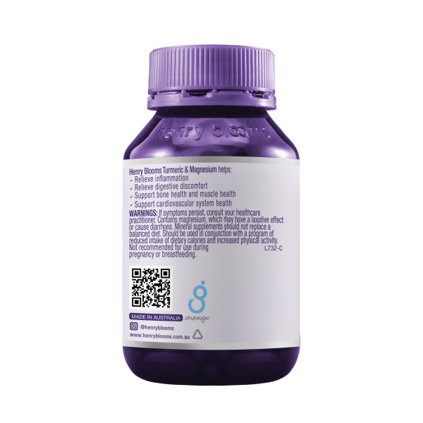 Henry Blooms Turmeric & Magnesium 60 Capsules.