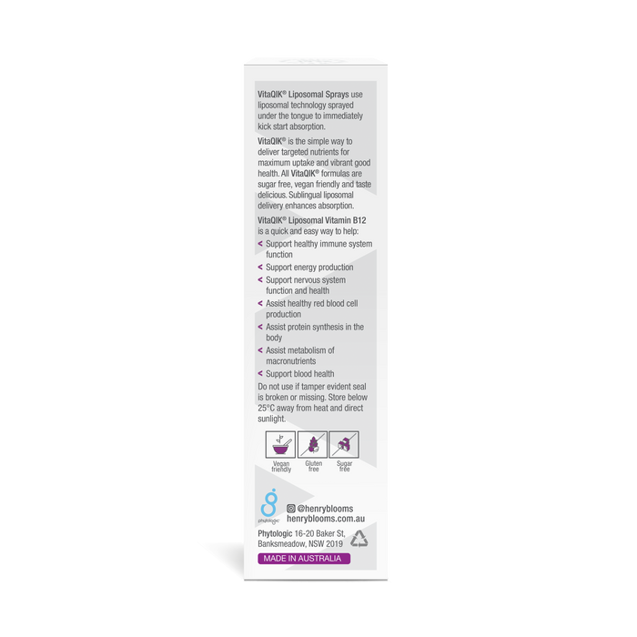 Henry Blooms VitaQIK Liposomal Vitamin B12 Spray 50ml.